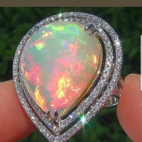 Huitan Jewelry - New 925 silver opal ring